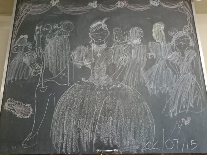 Tamariki School: Some spontaneous art on the chalk board.